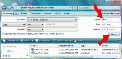Advanced File Search in Windows Vista